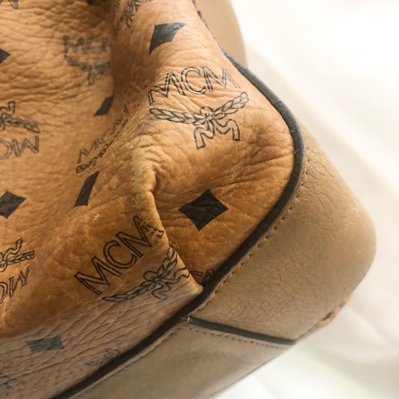 MCM Tan Leather Drawstring Bag with some Leather Wear - Picture 8 of 14